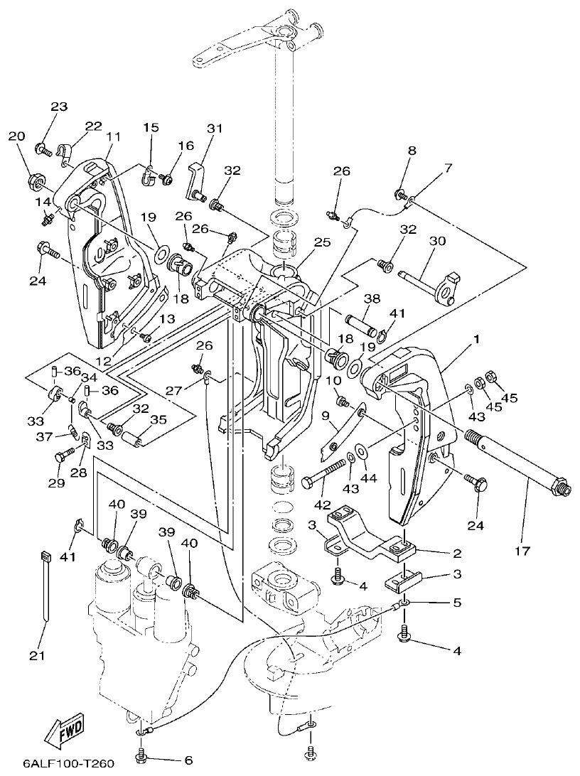 Yamaha F250HET, FL250HET BRACKET 1 parts diagram